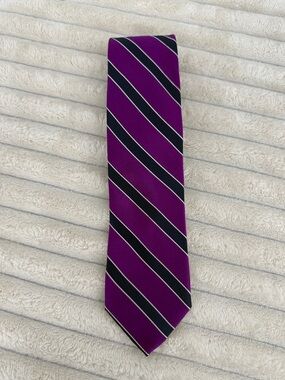 Tommy Hilfiger Purple and Black Striped Men's Tie